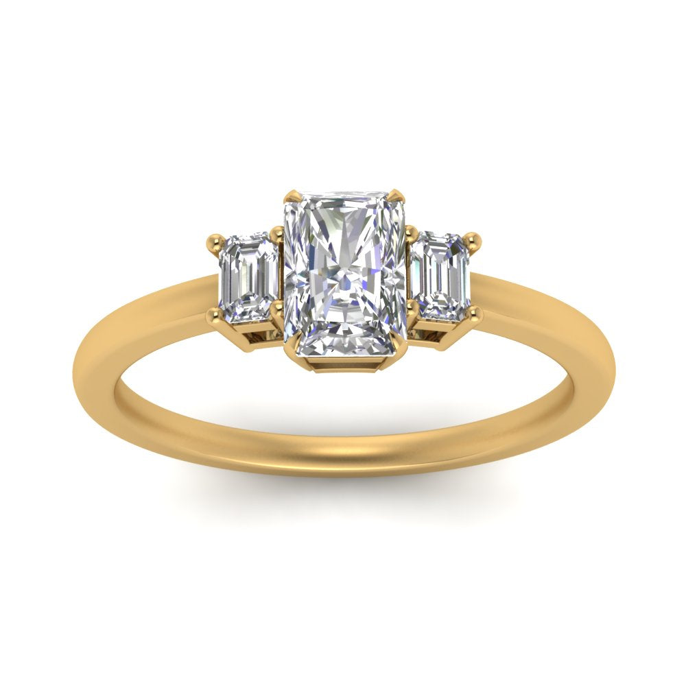 Radiant Cut Delicate Three Stone Ring