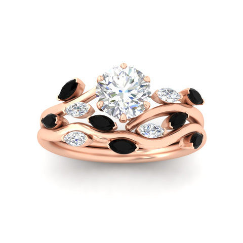 Delicate Vine Round Cut Bridal Set