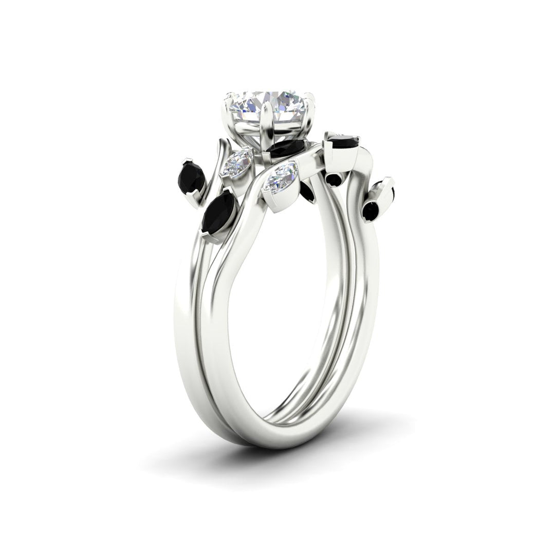 Delicate Vine Round Cut Bridal Set