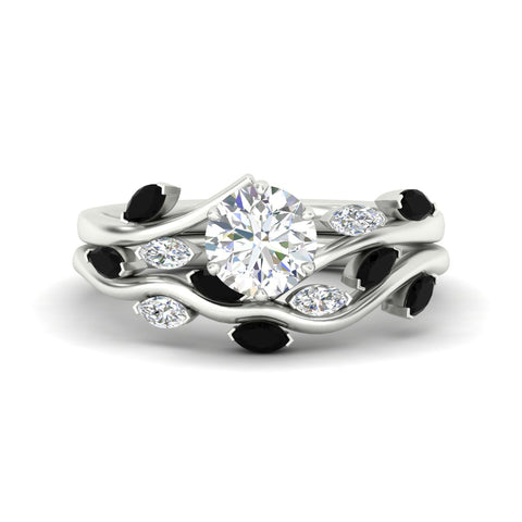 Delicate Vine Round Cut Bridal Set