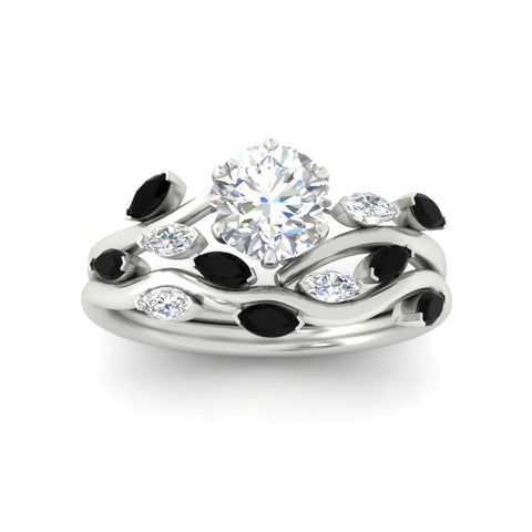 Delicate Vine Round Cut Bridal Set