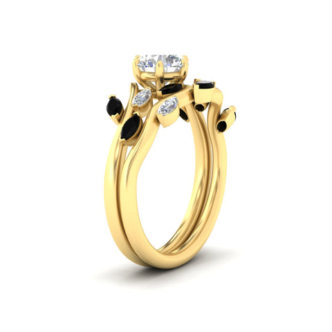 Delicate Vine Round Cut Bridal Set