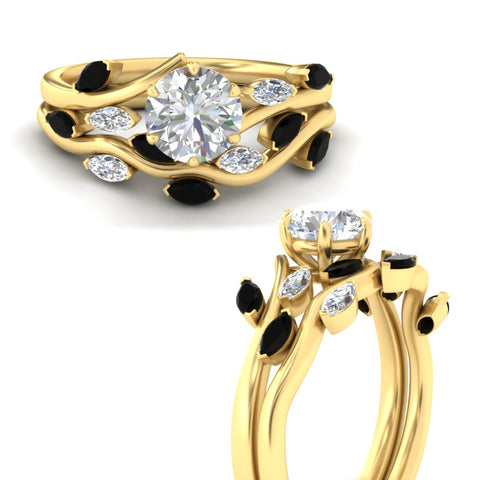 Delicate Vine Round Cut Bridal Set