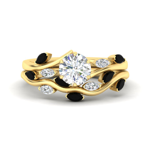 Delicate Vine Round Cut Bridal Set