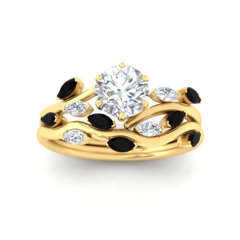 delicate-vine-round-cut-black-diamond-bridal-ring-set-in-yellow-gold-fdens11510rogblackangle5-nl-yg?v=1757568206