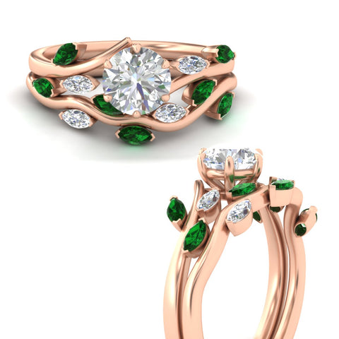 Delicate Vine Round Cut Bridal Set