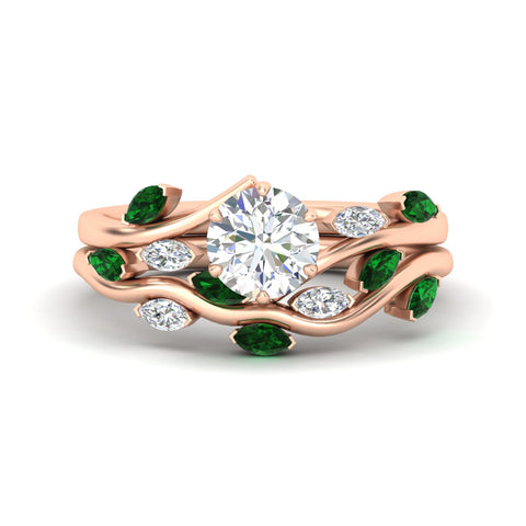 Delicate Vine Round Cut Bridal Set