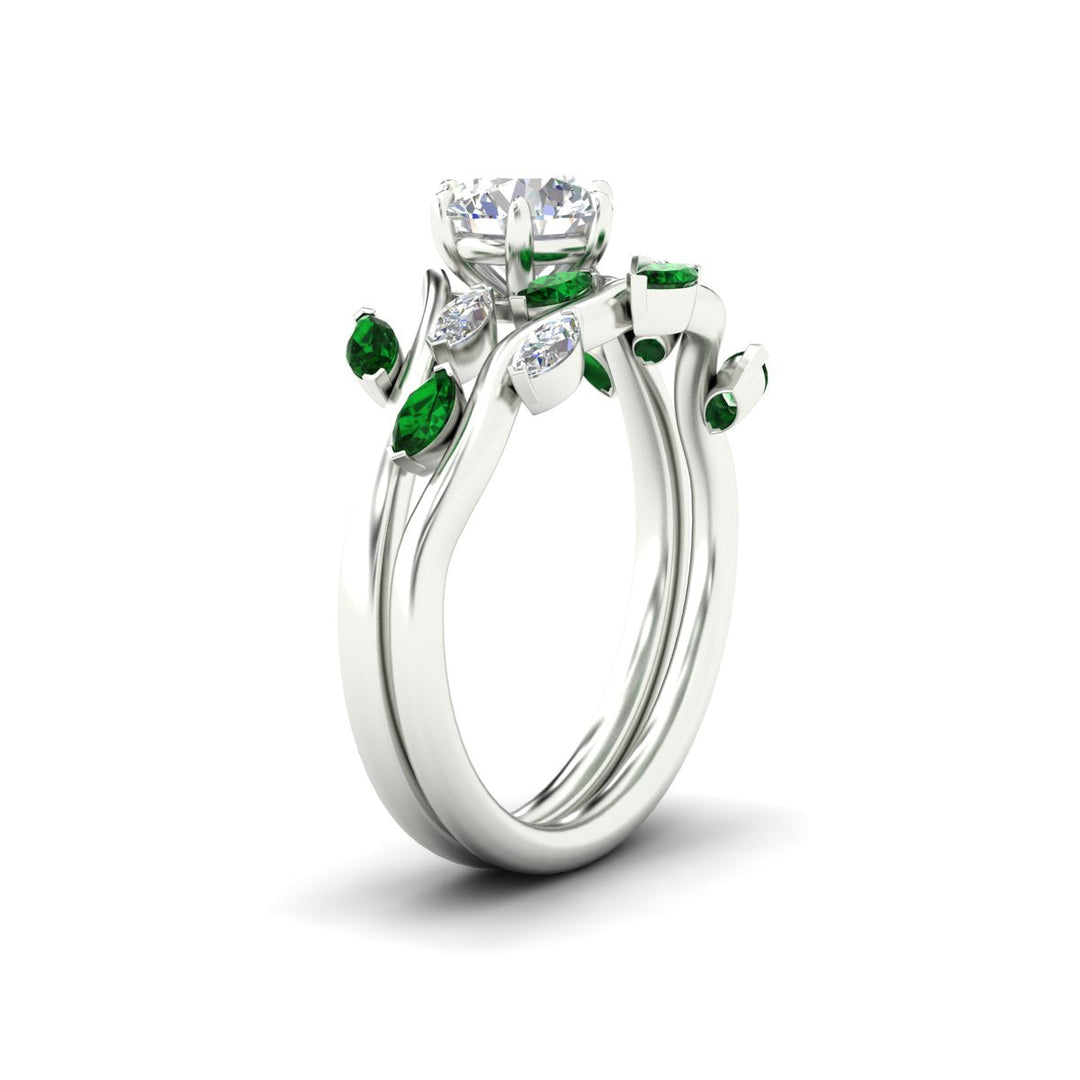 Delicate Vine Round Cut Bridal Set