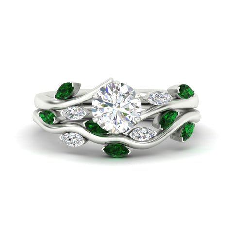 Delicate Vine Round Cut Bridal Set