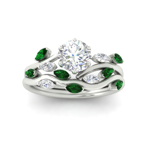 Delicate Vine Round Cut Bridal Set