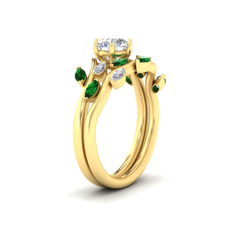 Delicate Vine Round Cut Bridal Set