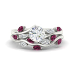 Load image into Gallery viewer, delicate-vine-round-cut-pink-sapphire-bridal-ring-set-in-white-gold-fdens11510rogsadrpi-nl-wg_ffc8656b-b7e5-4659-9bf1-97d3780f5251?v=1757568205
