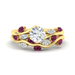 Load image into Gallery viewer, delicate-vine-round-cut-black-diamond-bridal-ring-set-in-yellow-gold-fdens11510rogblack-nl-yg_833aa677-3bfa-4daa-a770-b737ece4a041?v=1757568220
