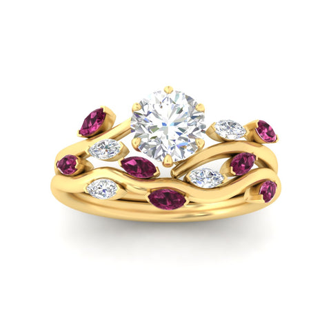 Delicate Vine Round Cut Bridal Set