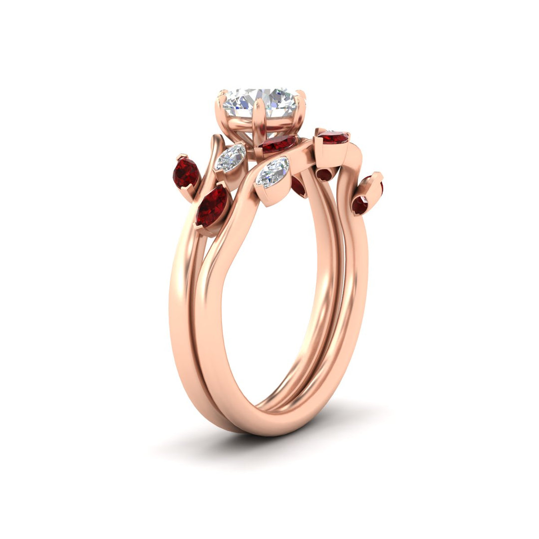 Delicate Vine Round Cut Bridal Set