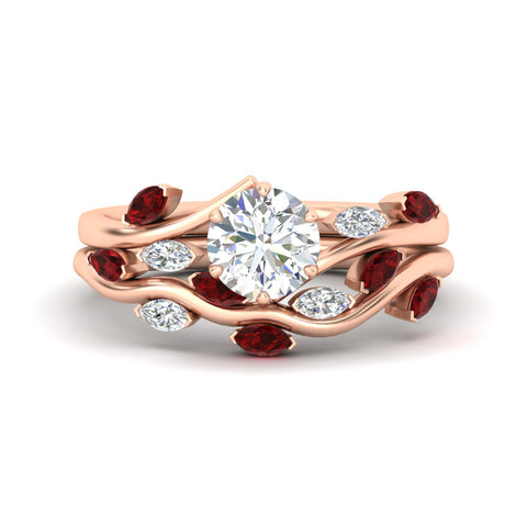 Delicate Vine Round Cut Bridal Set