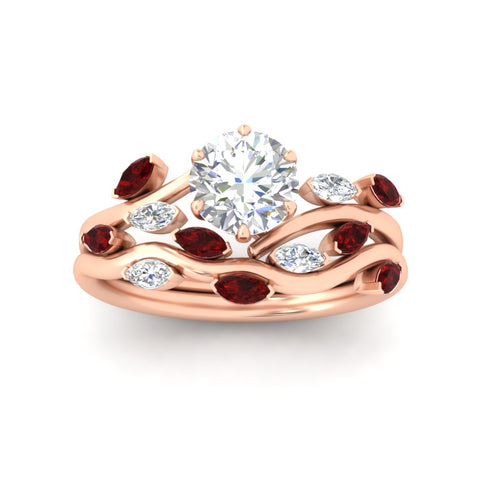 Delicate Vine Round Cut Bridal Set