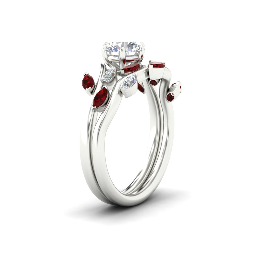 Delicate Vine Round Cut Bridal Set