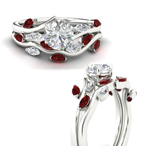 Delicate Vine Round Cut Bridal Set