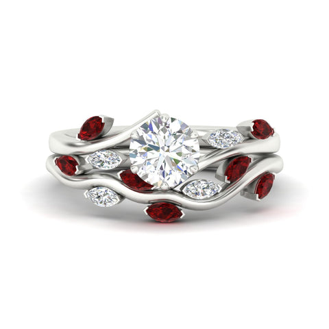 Delicate Vine Round Cut Bridal Set