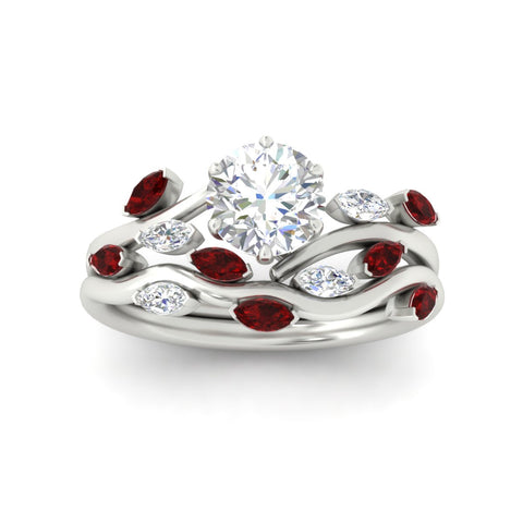 Delicate Vine Round Cut Bridal Set