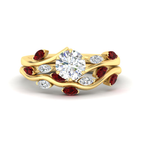 Delicate Vine Round Cut Bridal Set