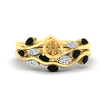 Load image into Gallery viewer, delicate-vine-semi-mount-black-diamond-bridal-ring-set-in-yellow-gold-fdens11510smgblack-nl-yg_02e80fbe-d2b0-4218-a885-08e5582d2093?v=1757567811
