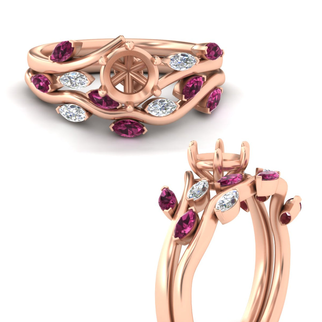 Delicate Vine Semi Mount Bridal Set