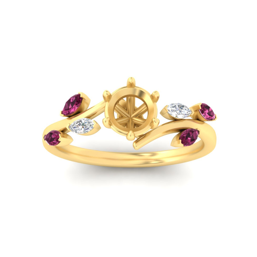 Delicate Vine Semi Mount Engagement Ring