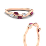 Load image into Gallery viewer, delicate-vine-wedding-pink-sapphire-band-in-rose-gold-fdens11510bgsadrpiangle3-nl-rg?v=1757570932
