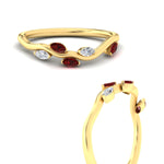 Load image into Gallery viewer, delicate-vine-wedding-ruby-band-in-yellow-gold-fdens11510bgrudrangle3-nl-yg?v=1757570932

