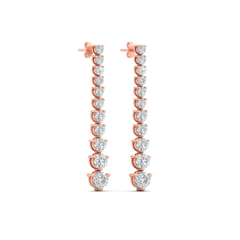 Graduated Round Diamond Drop Earrings