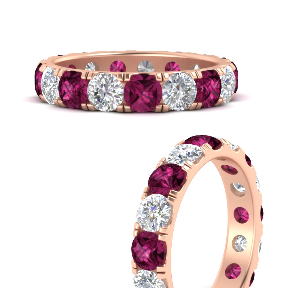 Diamond Double Prong Eternity Wedding Band 3 Carat