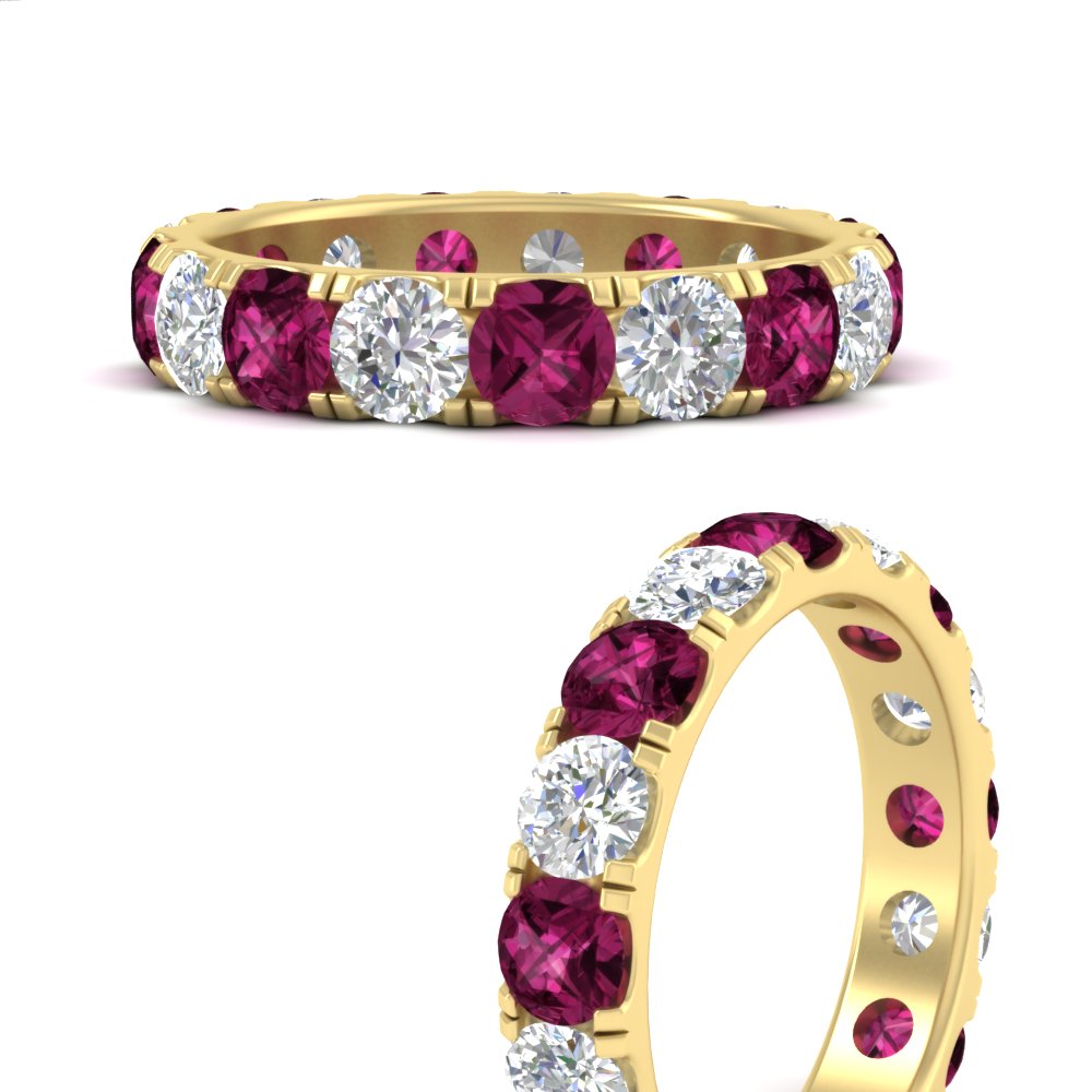 Diamond Double Prong Eternity Wedding Band 3 Carat