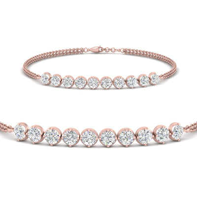 Dual Chain Round Diamond Bar Bracelet