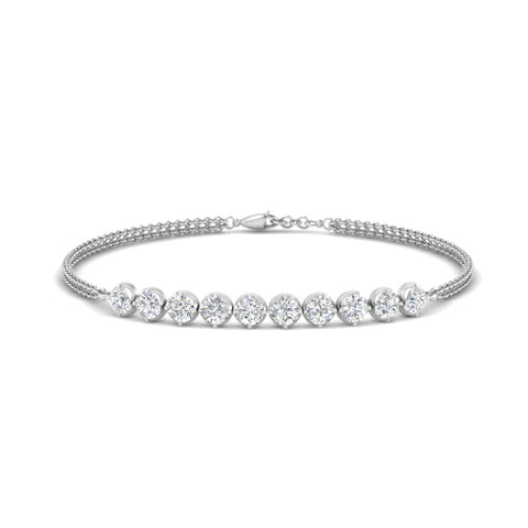 Dual Chain Round Diamond Bar Bracelet