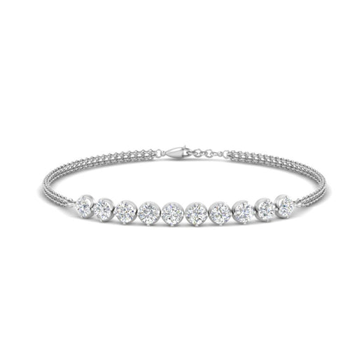 Dual Chain Round Diamond Bar Bracelet