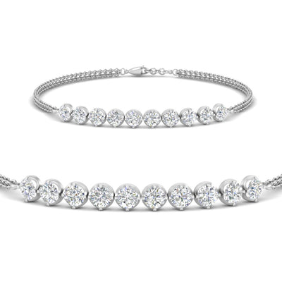 Dual Chain Round Diamond Bar Bracelet