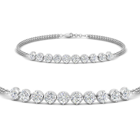 Dual Chain Round Diamond Bar Bracelet