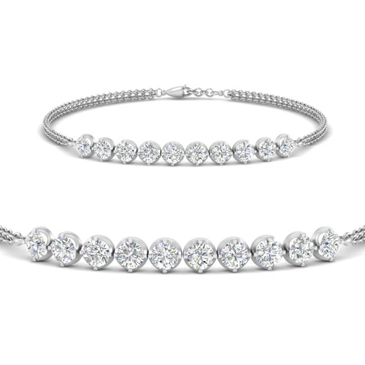 Dual Chain Round Diamond Bar Bracelet