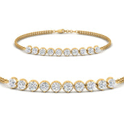 Dual Chain Round Diamond Bar Bracelet