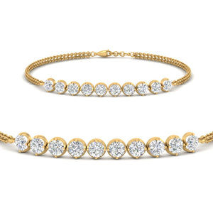 Dual Chain Round Diamond Bar Bracelet