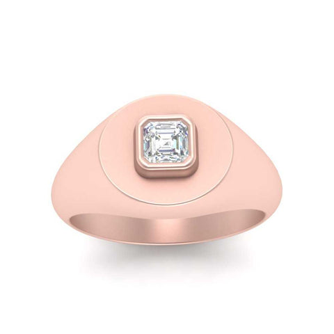 Asscher Diamond Signet Pinky Ring