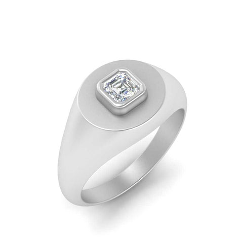Asscher Diamond Signet Pinky Ring