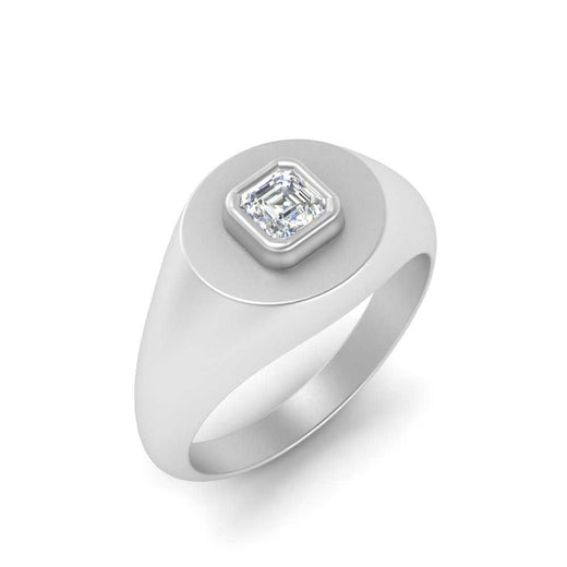 Asscher Diamond Signet Pinky Ring