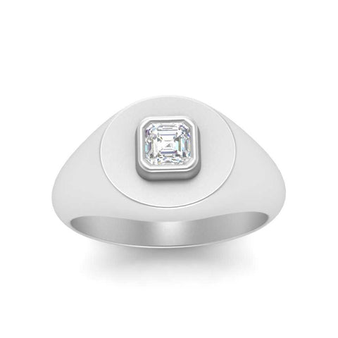 Asscher Diamond Signet Pinky Ring