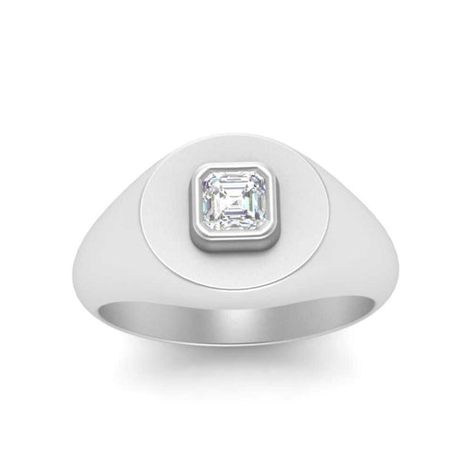 Asscher Diamond Signet Pinky Ring
