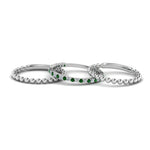 Load image into Gallery viewer, diamond-bead-stack-band-for-women-with-emerald-in-white-gold-FD8088ROGEMGRANGLE3-NL-WG.jpg
