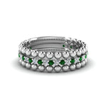 Load image into Gallery viewer, diamond-bead-stack-band-for-women-with-emerald-in-white-gold-FD8088ROGEMGRANGLE3-NL-WG.jpg
