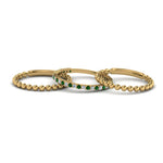 Load image into Gallery viewer, diamond-bead-stack-band-for-women-with-emerald-in-yellow-gold-FD8088ROGEMGRANGLE3-NL-YG.jpg
